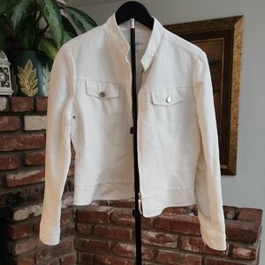 Izzat Baba White Zip-Up Moto Style Jacket